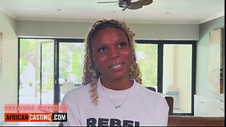 I made this BUSTY EBONY TEEN forget her boyfriend during HARDCORE pounding - African Casting